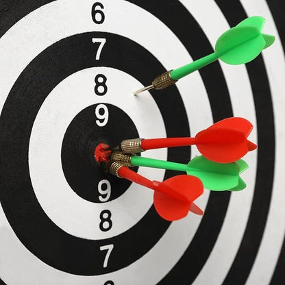 SIZE 17  DARTBOARD SET 6 DARTS  FAMILY DART BOARD GAME ADULTS KIDS XMAS